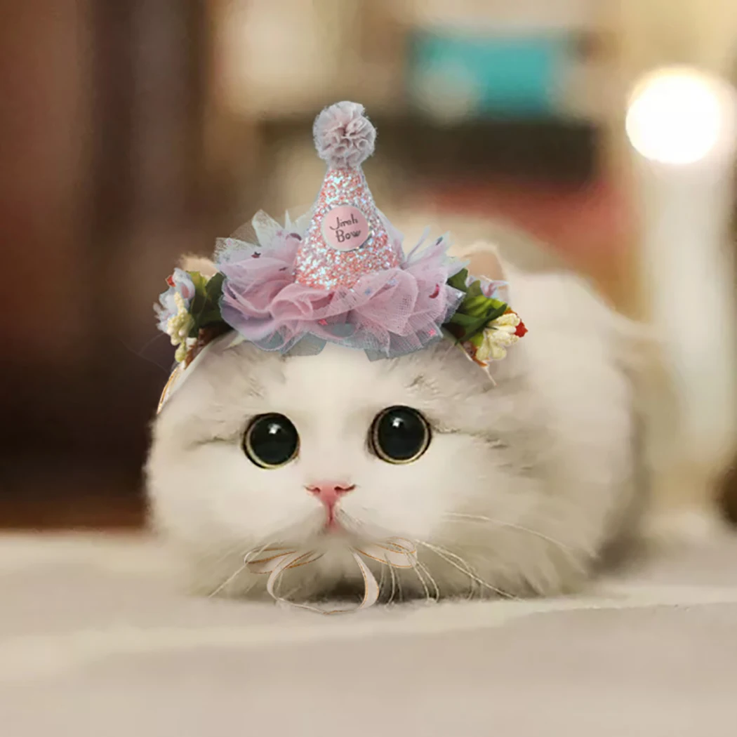 Новинка года ободок в виде зверушки милые кружева цветок шляпа кепки кошка оголовье головное украшение для кошки Pet костюм для котенок кошек Pet интимные аксессуары