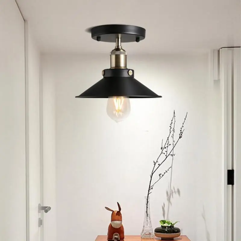 

Vintage E27 Ceiling Lights Holder Retro Home Lighting Iron Black Ceiling Lamp Base