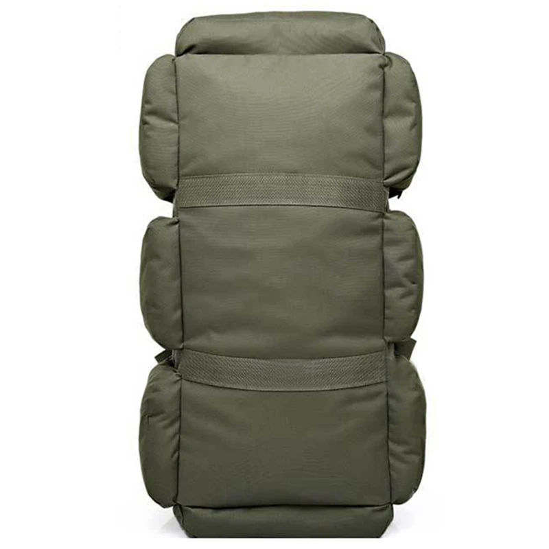 

90L Green Large Capacity Outdoor Hiking Backpack Military Tactical Pack Camouflage Luggage Bag Camping Tent Quilt Container 9