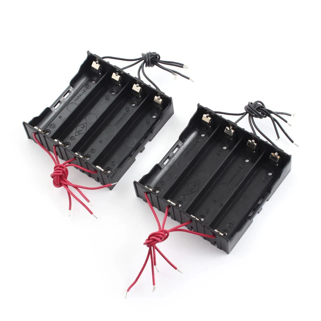 

2 Pcs 11cm 8-Wires Black Plastic 4 x 3.7V 18650 Battery Holder Case