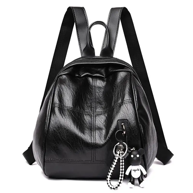 Fashion Small Women's Backpack Thread Design School For Girls PU Leather Travel Satchels with Hanging Ornament | Багаж и сумки
