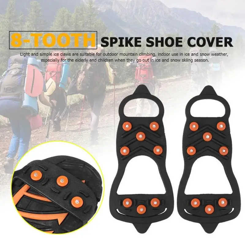 

1 Pair 8 Tooth Winter Anti Slip Ice Crampons Snow Crampons Shoes Snow Walker for Skiing Climbing Walking Hiking Travel Kit