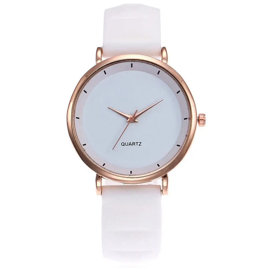 

Fashion Women Jelly Silicone Band Quartz Casual Round 1x Battery Button (included) Simple Design Wrist Watch