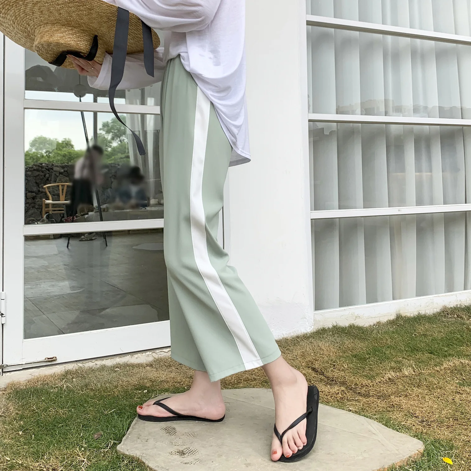 Wide Leg Pants Summer Woman tencel wide leg pants high waist Air Conditioner Pants summer 6995