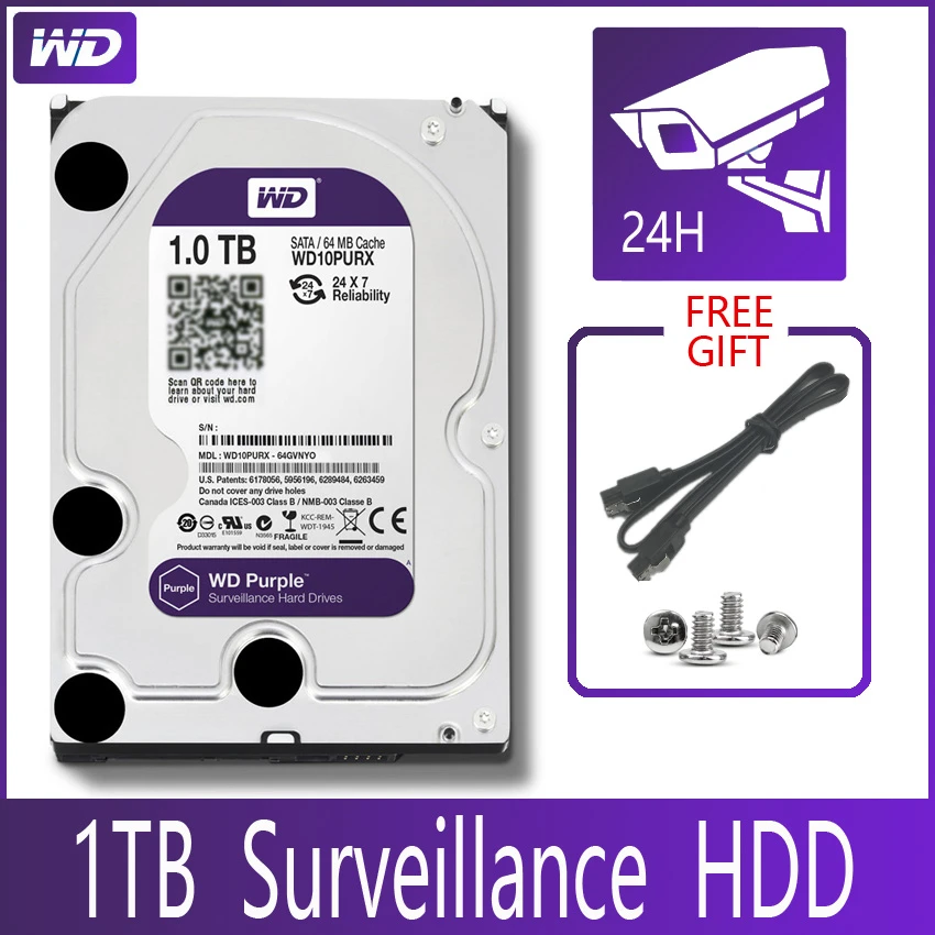 knelpunt shuttle huren Wd Paars Surveillance 1Tb Harde Schijf Schijf Sata Iii 64M 3.5 "Hdd Hd  Harddisk Voor Security System video Recorder Dvr Nvr Cctv|Interne Harde  Schijven| - AliExpress