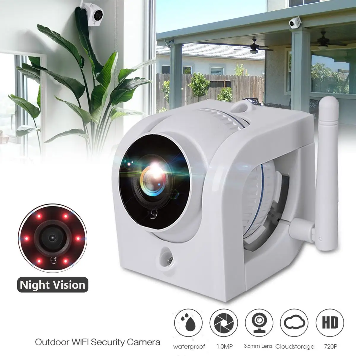 

2019 IP Camera Wifi 720P ONVIF Wireless Wired P2P CCTV Outdoor Camera With MiscroSD Card Slot Max 64G Support Amazon Web Service