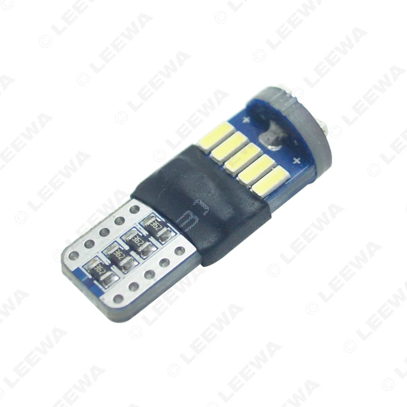 LEEWA 50 шт. DC12V ~ 16 в 6000 6500K белый 15SMD 4014 T10 клиновидный объектив СВЕТОДИОДНЫЙ