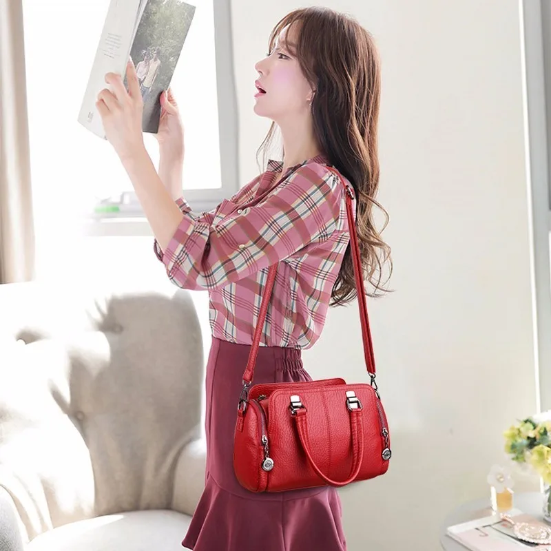 2019 حقيبة يد فاخرة حقائب النساء مصمم العلامة التجارية Sac الإناث جاكيت جلدي-مقبض حقيبة كتف Bolsas خمر اليد حقيبة السيدات