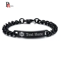 Гравировка, медицинские браслеты из нержавеющей стали для мужчин и женщин, унисекс, аварийные ювелирные изделия 8,07 дюйма