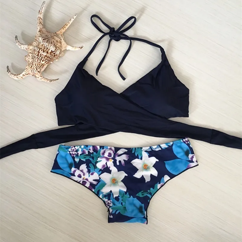 

DIY Long Strap Cross Swimwear WomenFloral Bikinis Mujer 2019 Swimsuit Monokini Padded Tankini XXL Big Size Beach Swim Suits