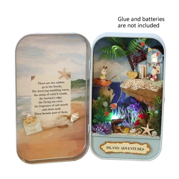 

Interesting Dollhouse MINI World in Tinplate Box Island Adventure 3D Assembling DIY Household Room for Cafes Restaurants Gift