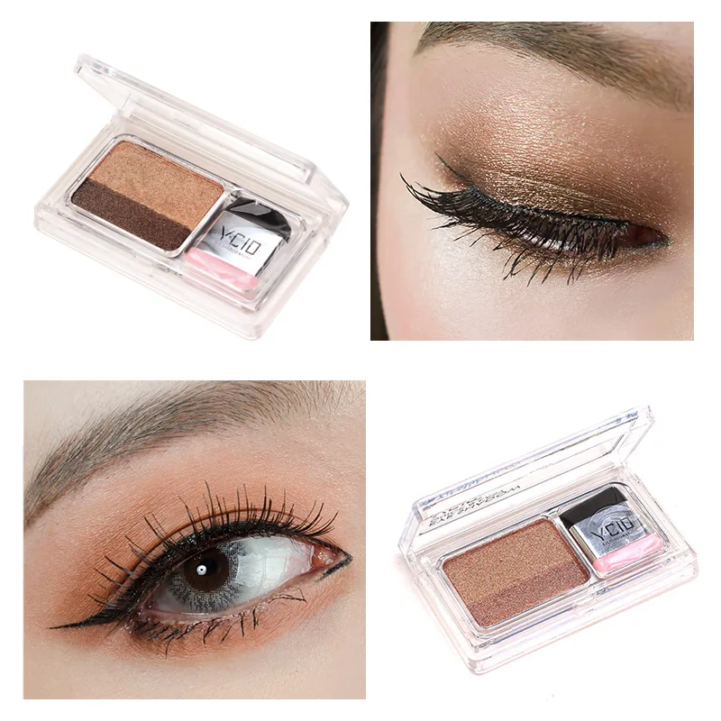 

Lazy Double-Color Eyeshadow Palette Waterproof Smudge-Proof Easy To Use Bicolor Brighten Eye Shadow