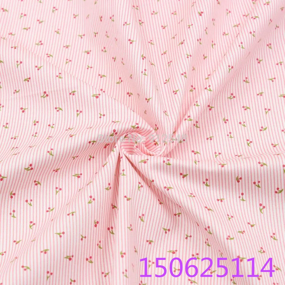 

Free shipping 150625114 , pink Striped Flowers 50cm*150cm cotton fabric,diy handmade patchwork cotton cloth home textile