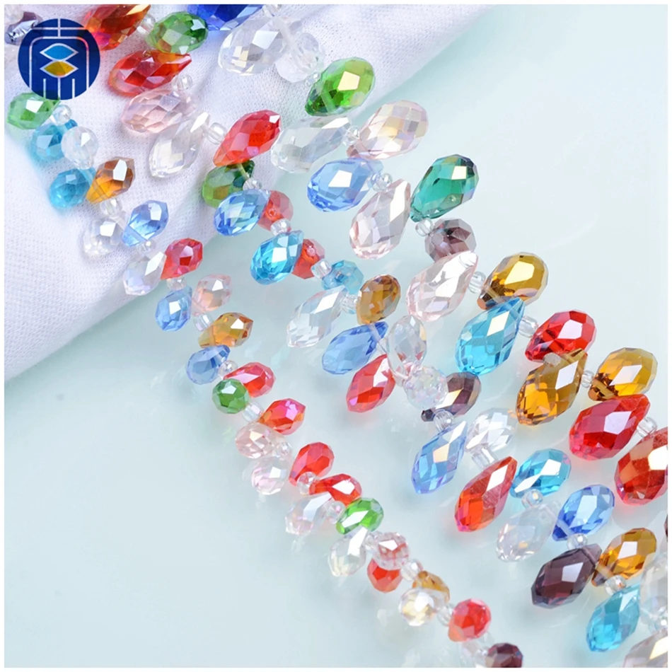 

Wholesale Mixed Color Crystal Teardrop Beads 6x12mm 8x13mm Faceted Pear Shape Beads for Jewelry Making