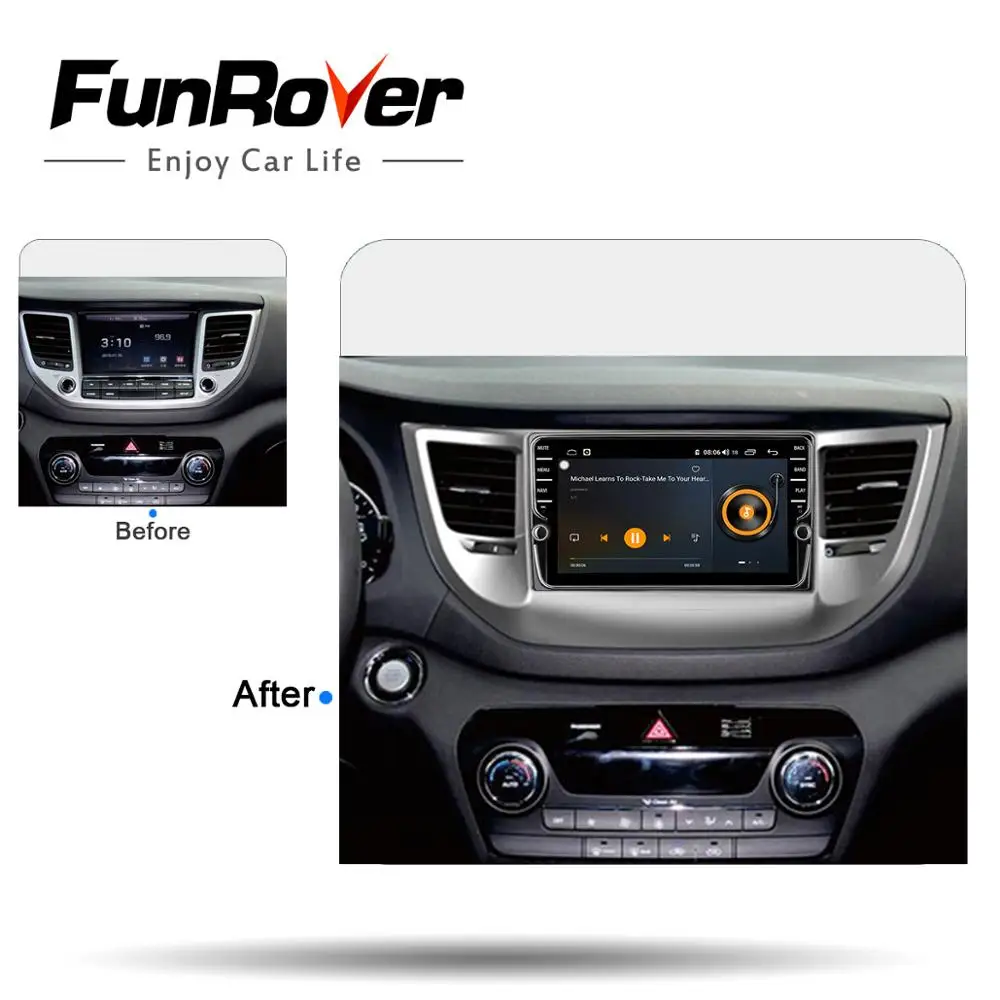  Funrover 4G+64G Octa 8 core android 9.0 car dvd for Hyundai Tucson/IX35 2016 2017 multimedia car ra