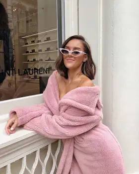 

Ladies Fluffy Loose Long Coat Outwear Women Winter Warm Long Sleeve Solid Loose Cardigan Jacket