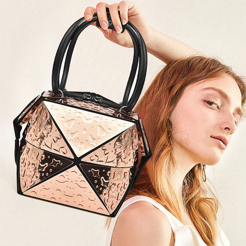 Роскошные женские дизайнерские светящиеся складные сумки с бриллиантами, геометрические Ромбы, модная сумка на плечо, женская сумка через плечо