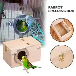 Твердые деревянные птица коробка для разведения для Budgerigar попугай гнездовой Птичье гнездо клетка инкубатор левое открытие чехол птица
