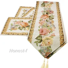 Жаккардовые дизайнерский Декор элегантный цветок розы настольная дорожка и салфетки для стола, столовой, кухни, свадьбы