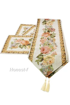 

Jacquard Design Decor Elegant Rose Flower Table Runner and Placemat for Table,Dining,Kitchen,Wedding