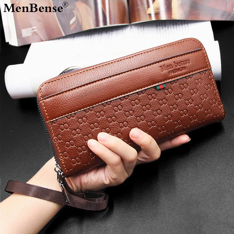 MenBense Functional Long Business Wallet Leather Zipper Purse Large Capacity Male Card Holder Clutch Bag Wrist wallets 888-5