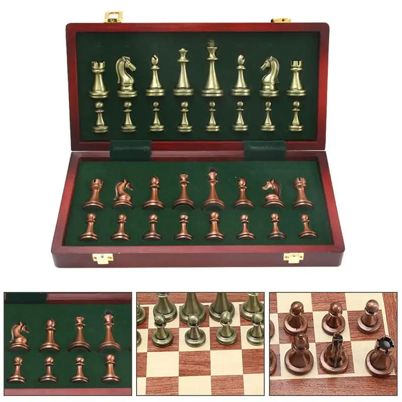 

International Chess Set Zinc Alloy Competitive Puzzle Game Foldable Board Outdoor Travel Games Chess Entertainment Accessories