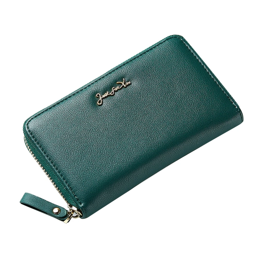 

Ladies Hand Holding Long Coin Purse Simple Zipper Fashion Metal Letter Multi-Card Wallet