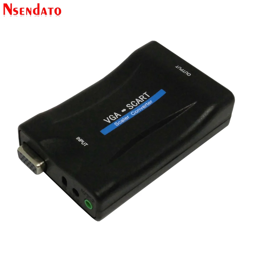 

VGA to SCART Video Audio Converter Adapter Digital Video Audio TV Signal Conversor With Remote Control Power Adapter VGA Cables