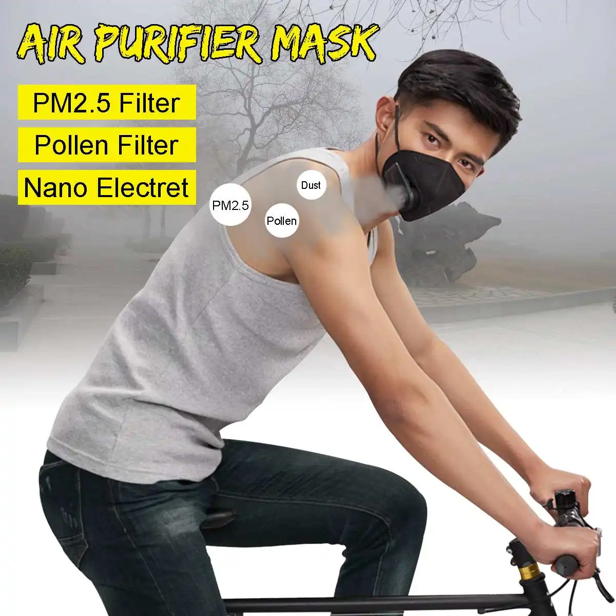Kopen KINCO Anti Vervuiling Respirator PM2.5 Filter Outdoor Fietsen Anti allergeen Anti Dust Luchtvervuiling Masker Air Ademen Luchtreiniger