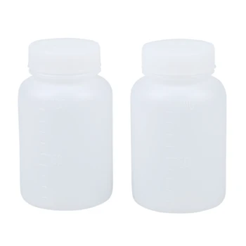 

2 Pcs Laboratory Double Cap Leakproof Plastic Widemouth Bottle White 100mL