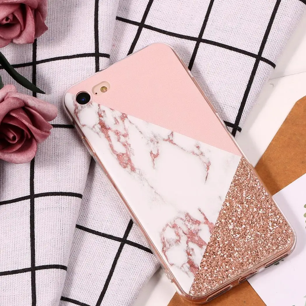 

Fashion Soft Marble Painted Square Shape Back Phone Case Slim iPhone7/8, iPhone7/8 plus, X Cover for iPhone