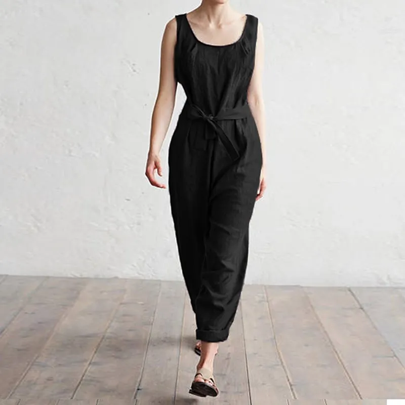 5Xl Women Jumpsuit Summer Work Harem Pant Office Jumpsuit Sleeveless ...