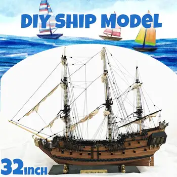 

DIY Handmade Assembly Ship 32" Scale Wooden Sailing Boat Model Kit Ship Handmade Assembly Decoration Gift For Children Boy