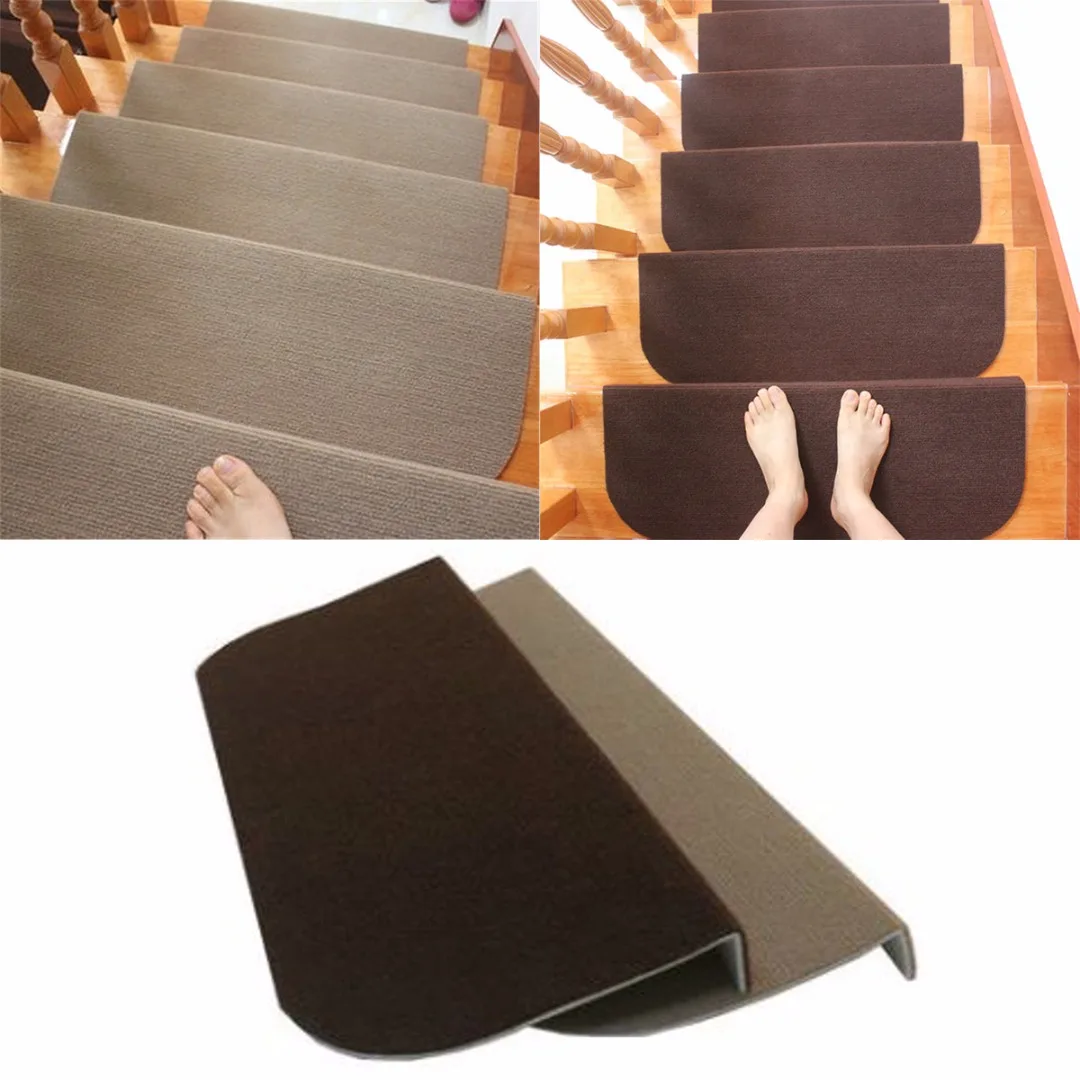 Hot Sale Non-slip Adhesive Carpet Stair Treads Mats Mayitr Staircase Step Rug Protection Cover 2 Colors