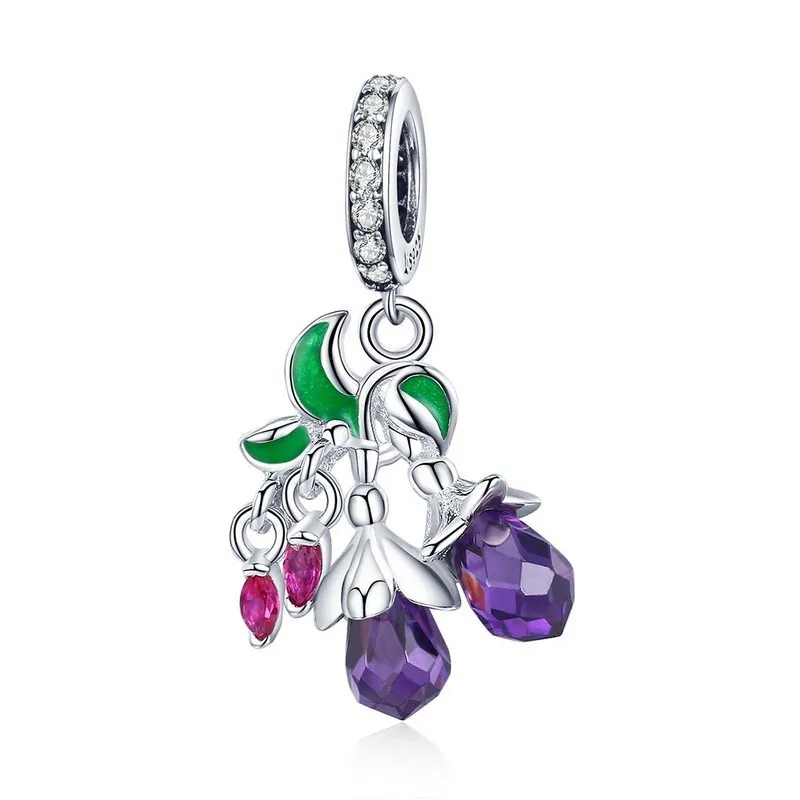 

New Arrival 925 Sterling Silver Colorful CZ Flower Fruit Charms Fit Women Charm Bracelets Bangles Jewelry Making SCC1019 BAMOER
