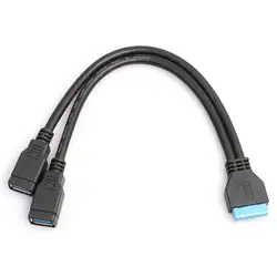 REXLIS материнской USB3.0 extension line 20pin двойной USB3.0 Женский Кабель-адаптер/USB 3,0 20pin к 2USB