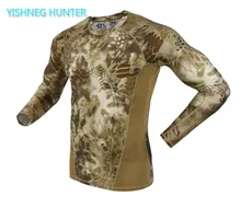 2019 autumn Long Sleeve Military Camouflage T-shirt Men Tactical Army Combat T Shirt Quick Dry Camo Hunt Clothing Casual T shirt stretchy quick dry long sleeve t shirt