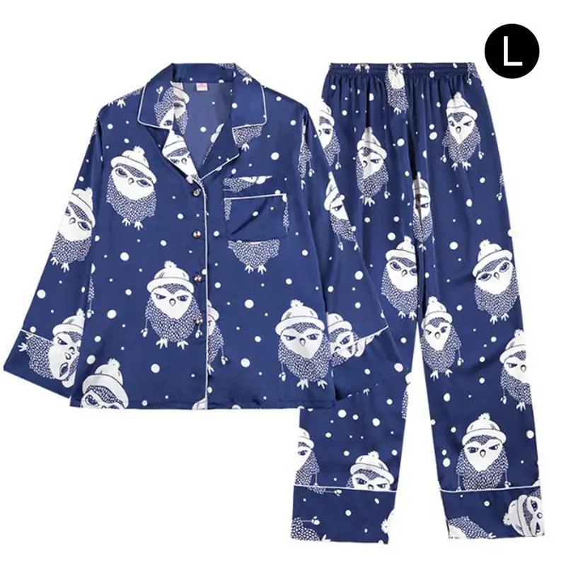 

Men's Simulative Silk Pajamas Suit Sets Male Long-sleeved Tops Long Trousers Comfortable Leisure Wear Spring Autumn Summer Newly