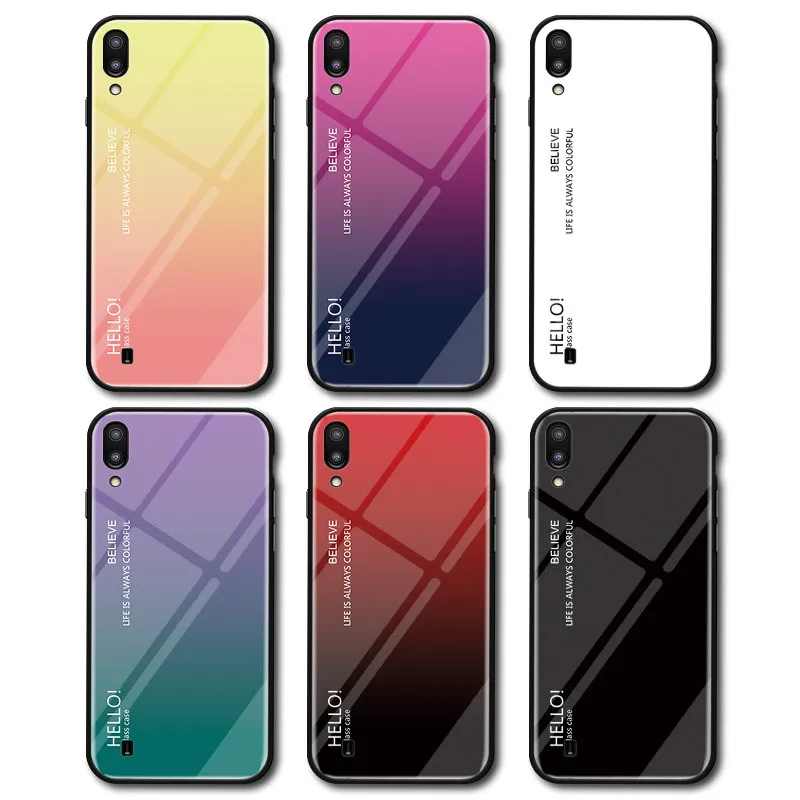 Чехол для Samsung Galaxy M10 M20 чехол с градиентом закаленное стекло задняя крышка M 20