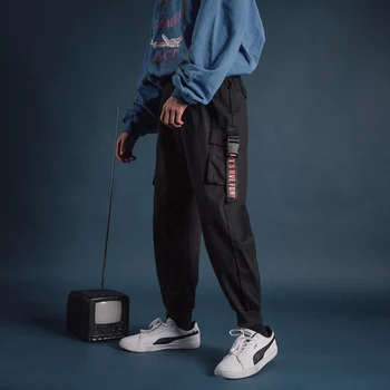 

Spring New Pants Men Fashion Solid Color Casual Tooling Wind Trousers Man Streetwear Hip Hop Overalls Loose Joggers Sweatpants