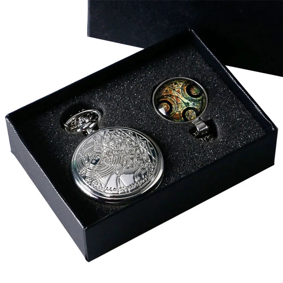 

Retro Doctoc Who Quartz Pocket Watch with Pendant Necklace Gift Set for Men Women Old Fashoin Pendant Clock Christmas Gift reloj