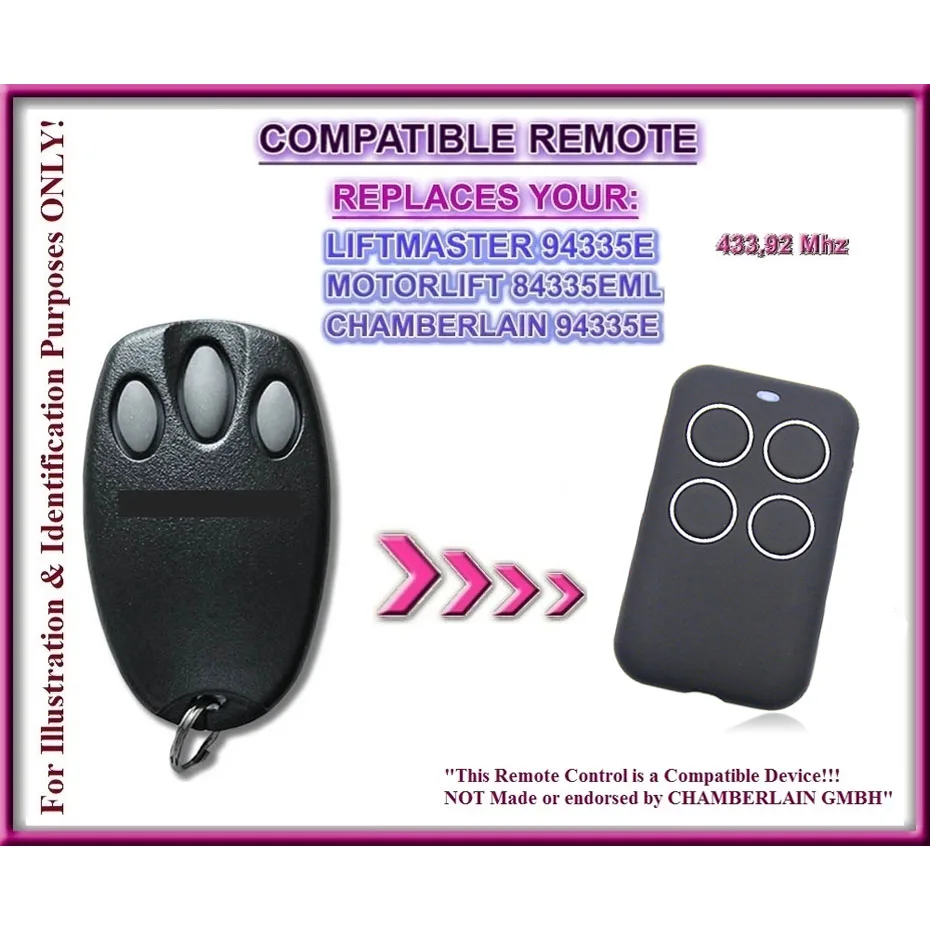 Liftmaster 94335E пульт дистанционного управления 433 92Mhz совместимый Замена