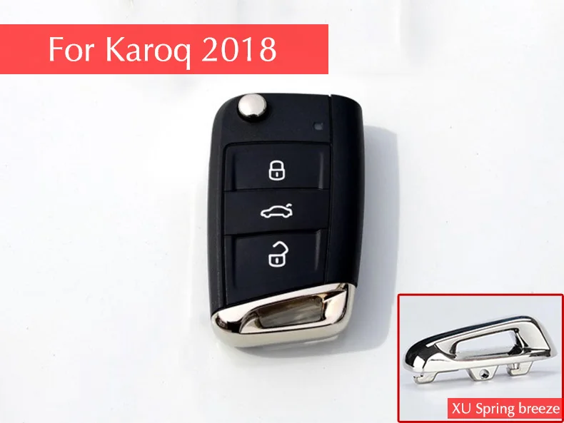 

XuSpring Zinc Alloy Car Key Base Refit Keys Trim Garnish Strips Car styling accessories For Skoda Karoq 2018 2019