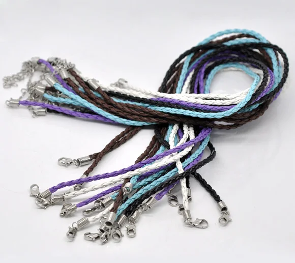 

20PCs Waxen Weave Strings In Assorted Colors 17" Necklaces (B00721)