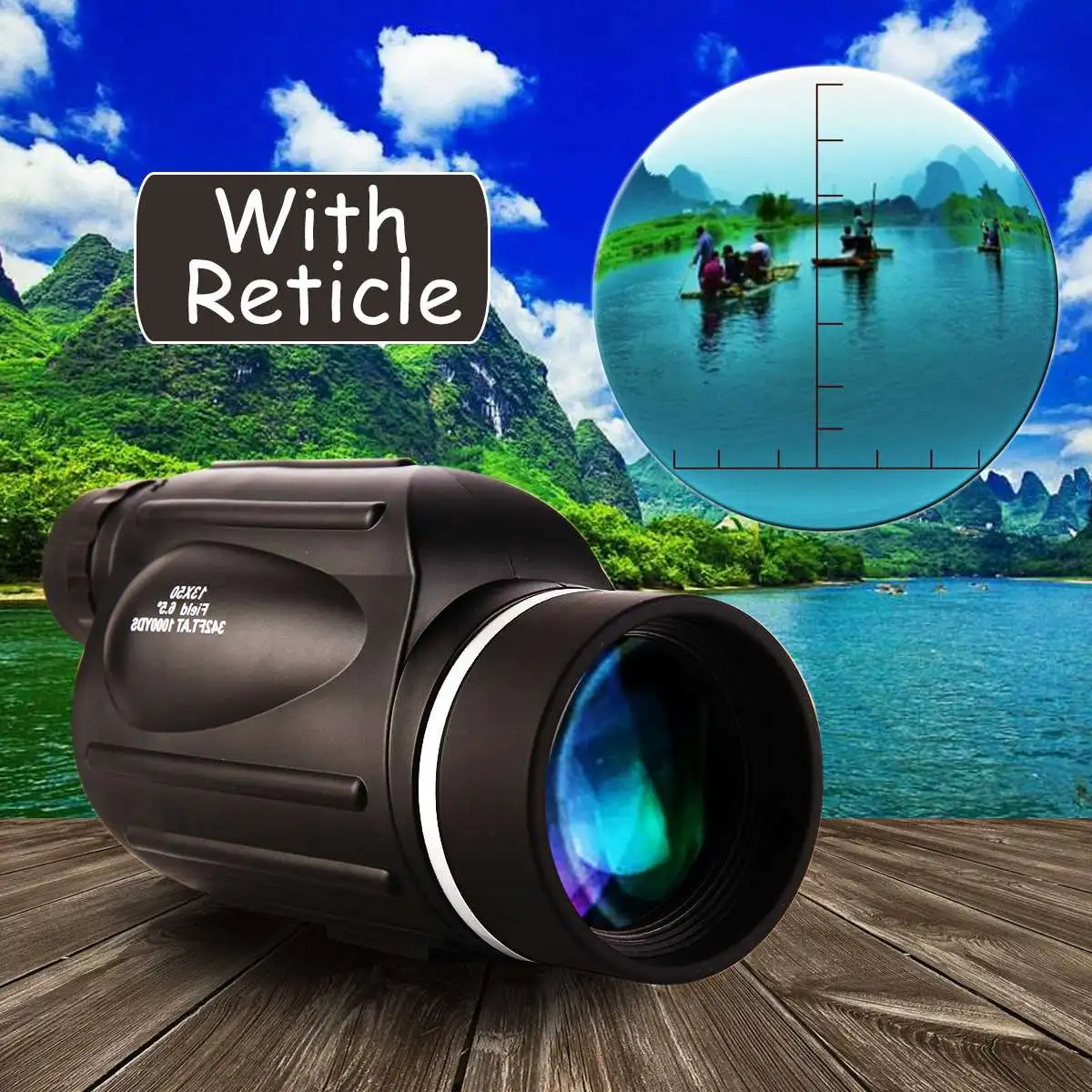 

Waterproof 13x50 Range Finder Telescope Outdoor Monocular Distance Measuring FMC Monocular Telescope with Reticle for Hunting