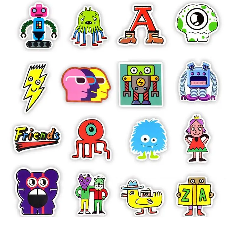 

50 PCS DIY Stickers Small Monster Cartoon Graffiti Elements Universal for Car Trolley Case Refrigerator Guitar Scooter Computer