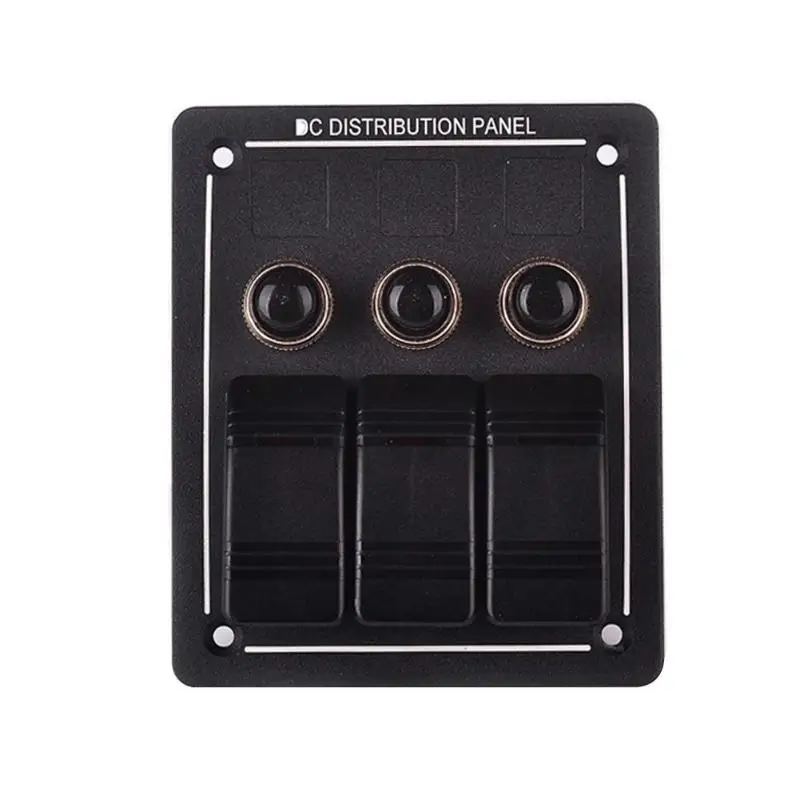 

Waterproof 3 Gang LED Boat Marine Rocker Switch Panel+ Circuit Breakers