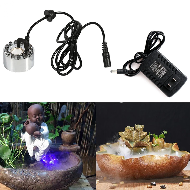 12 LED 20mm Mist Maker Misting Fogger Fog Water Fountain Pond Atomizer Air Humidifier Aquarium crafts D35