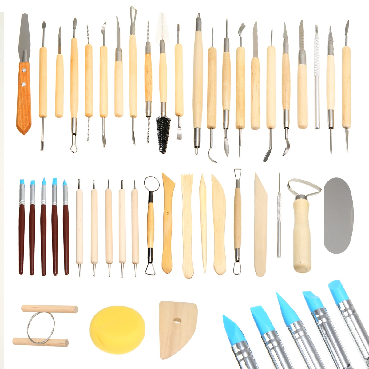 45pcs/set Modeling Clay Pottery Sculpting Tools Wax Carving Sculpt Tool Set Ball Stylus Dotting