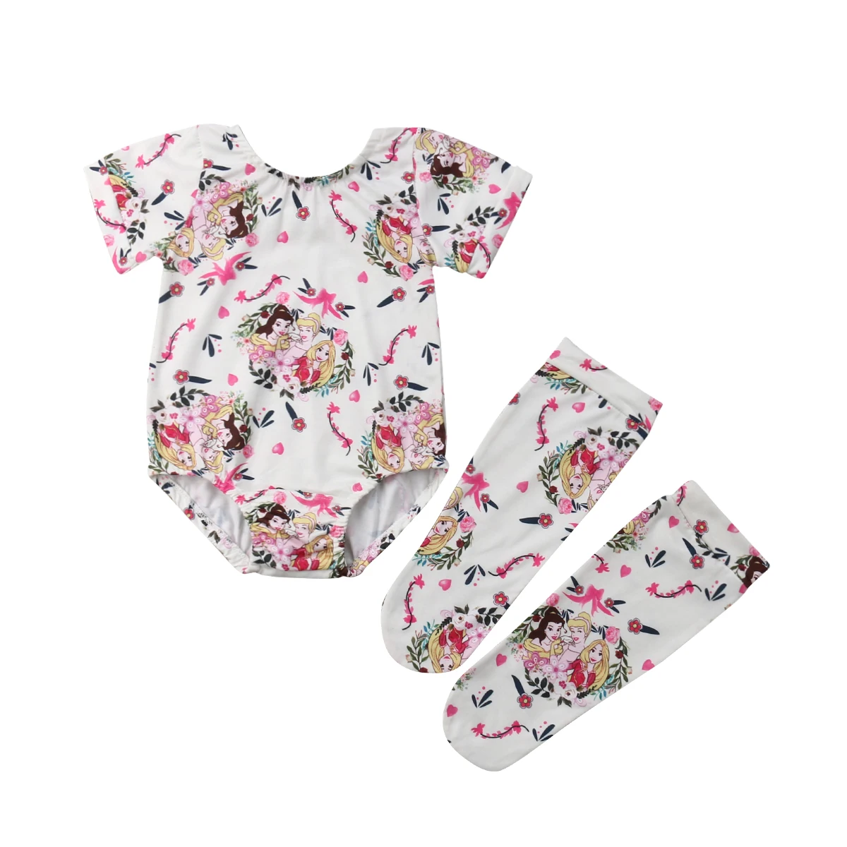 

0-18M Hot Newborn Baby Girl Mermaid Princess Bodysuit Leggings Socks Summer Clothes Set